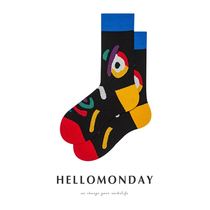 (More than five pairs) Four seasons mid-calf hip-hop colorful personality European and American style neutral cotton socks for men and women