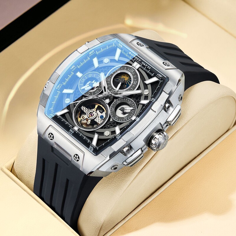 New German Bugatti Watch, Multi-Functional Fully Automatic Mechanical Watch, Trendy Waterproof Men's Watch, Fashionable and High-End