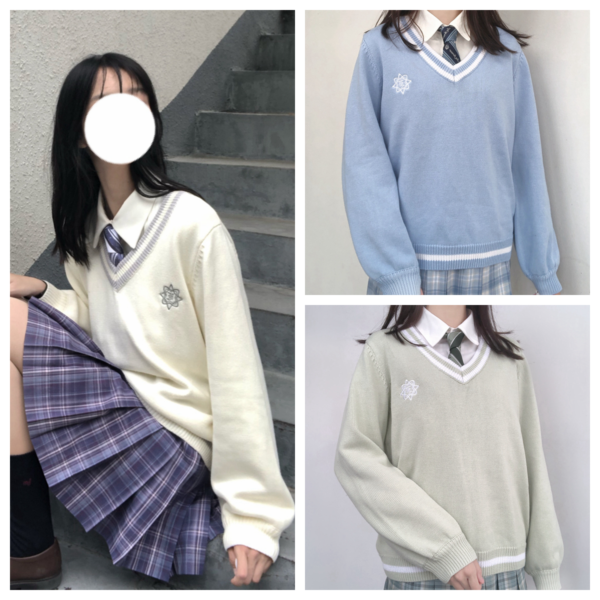 (Stab original) (in the Zano) Original jk uniform V-collar sleeve head knitted sweater