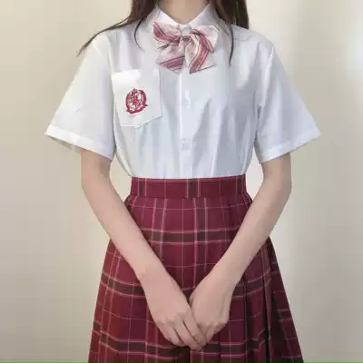 Thorn original JK uniform genuine Japanese college style red embroidered short-sleeved white shirt women's summer