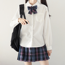 (Thorn) jk uniform Japanese long-sleeved corner placket round placket shirt basic black and white pointed collar round neck shirt women