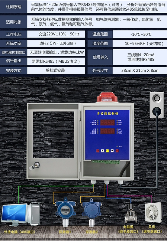 Máy dò khí dễ cháy công nghiệp oxy carbon monoxide hydrogen sulfide amoniac clo hydro ozone báo động