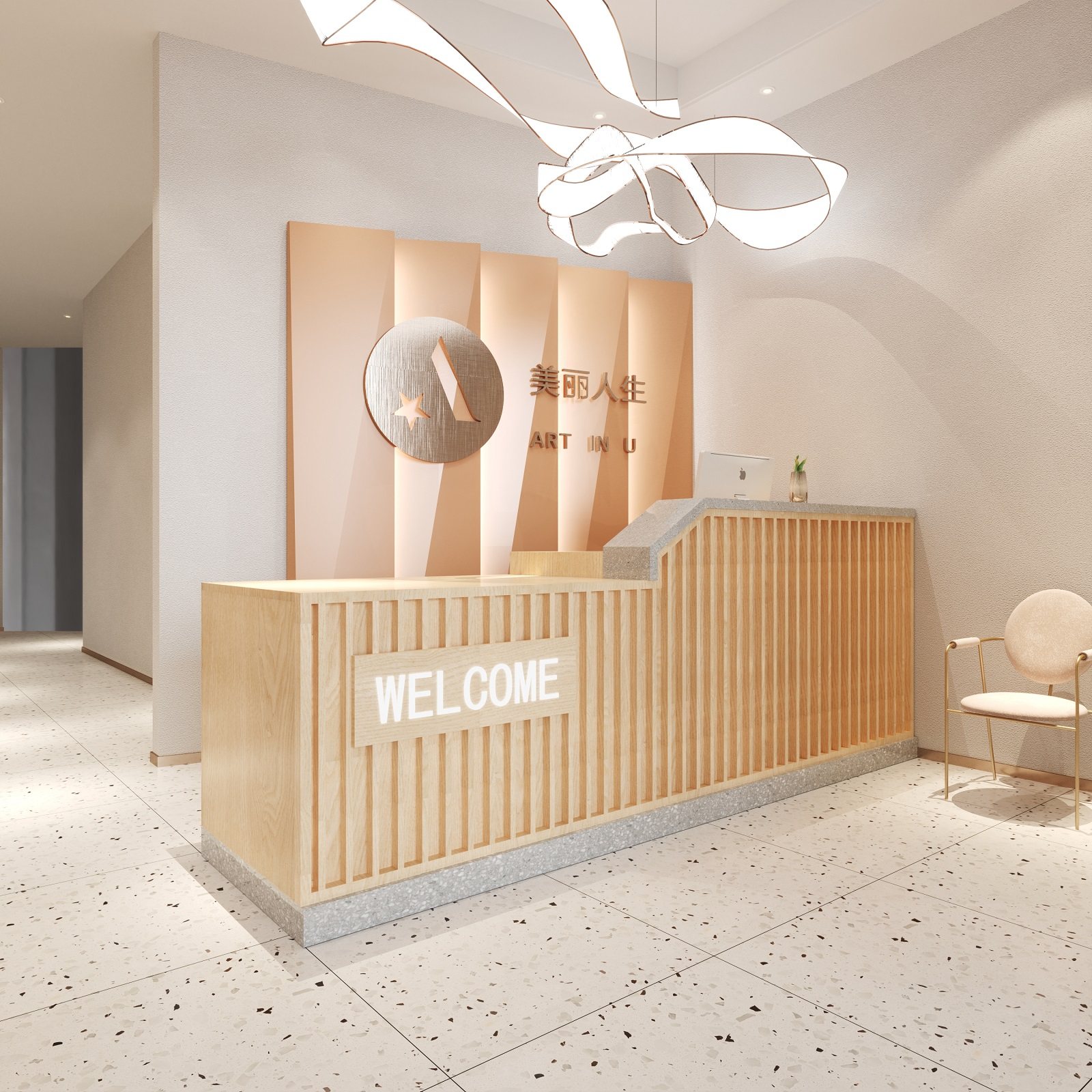 Modern simple beauty salon cashier cabinet table light luxury bar health club commercial front desk company reception desk