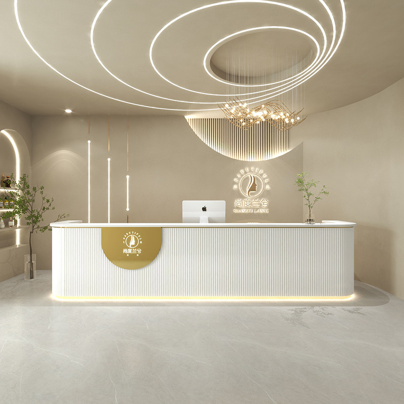 Simple modern stainless steel cash register clothing store counter beauty salon light luxury bar company reception desk