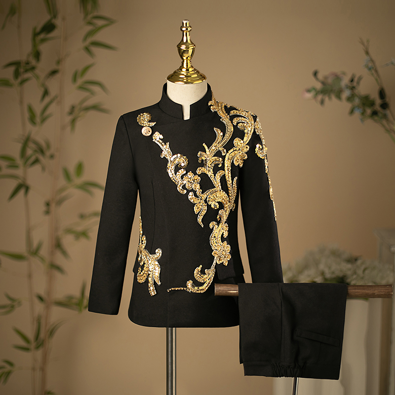 Children Suits Suit Boy China Wind High-end Walking Show Handmade Flower Boy Little West Suit Host Piano Show-Taobao