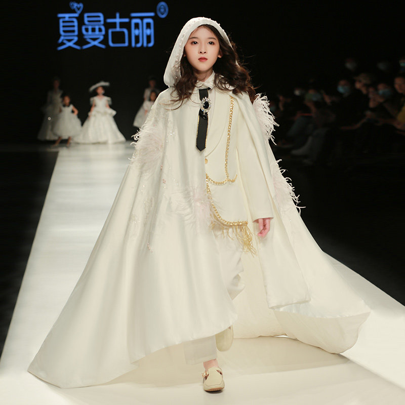 Girls Dress 2022 New Kids Suit Model Catwalk Fashion Suit High-end Suit Cape In Big Boy Performance Costume