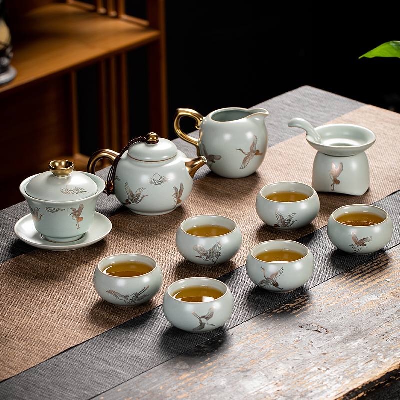 High-end Rukun Kung Fu Tea Set opens Yceramic Tea Cup full family retro ceramic tea cup
