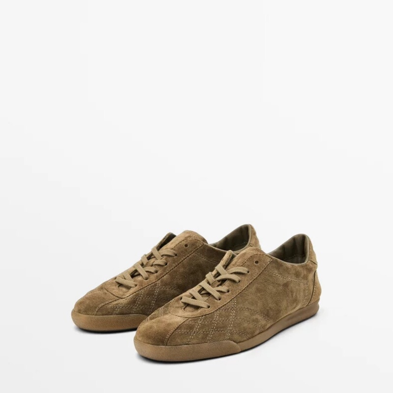 Spanish Women's Shoes 2026 Spring/Summer New Brown Suede Genuine Leather Versatile Lace-Up Retro German Training Shoes Sneakers