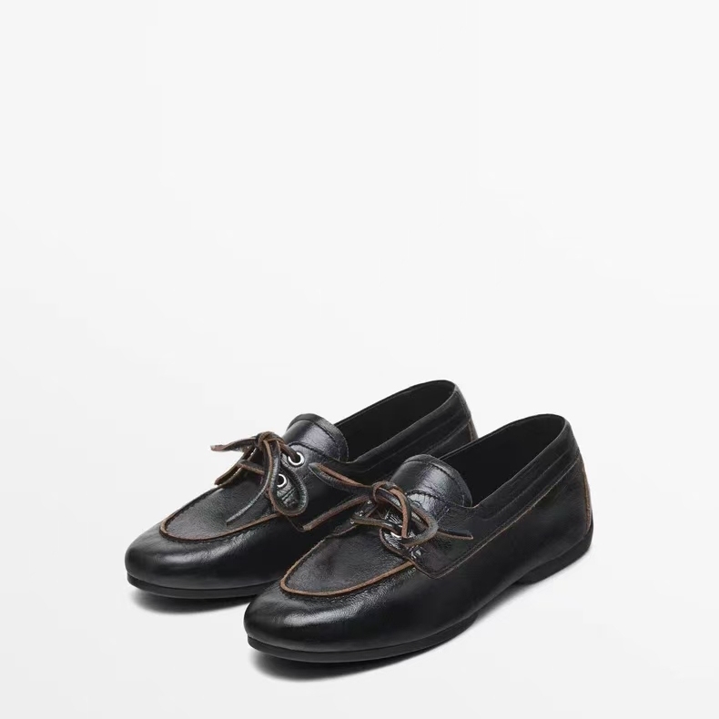 Spanish Original Women's Shoes, Spring and Summer New Style, Shallow Retro Shoes, Shiny Leather Boat Shoes, Sailing Shoes