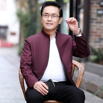 秋装外套中年男士夹克立领薄款