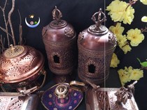 Retro nostalgic hand-carved copper stove vertical incense tube horizontal incense bottle National style Tibetan cigarette incense burner