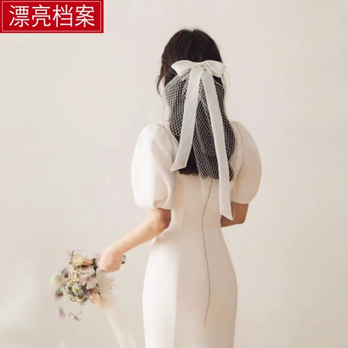Корейский белый аксессуар для волос с бантиком для невесты, популярно в интернете
