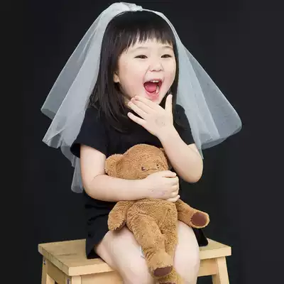 New children's veil princess mother and daughter parent-child net red photo props hippocampus baby birthday year-old headdress white