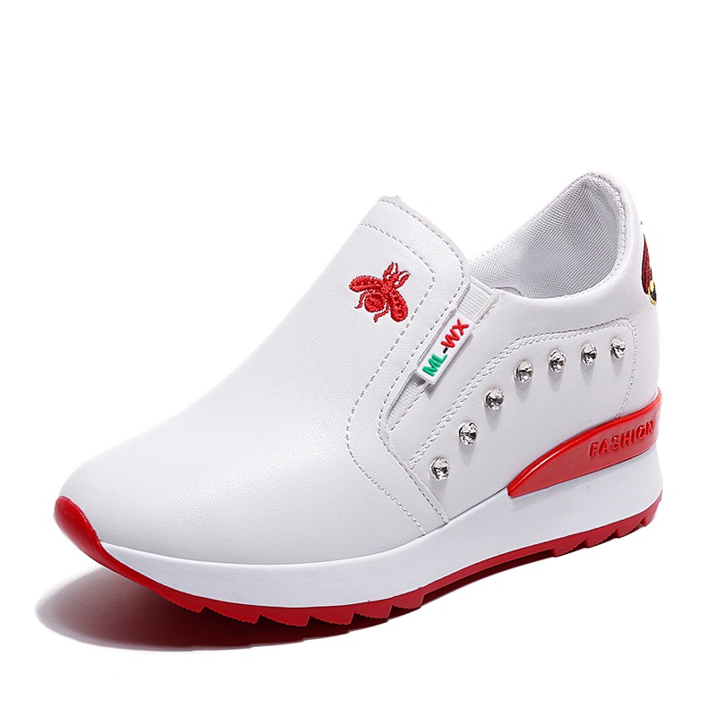 RedKorean version Versatile chic Internal elevation Women's Shoes 2021 Spring and Autumn new pattern Side zipper non-slip Casual shoes motion shoes