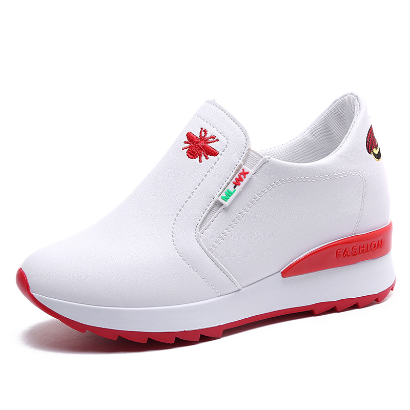 RedKorean version Versatile chic Internal elevation Women's Shoes 2021 Spring and Autumn new pattern Side zipper non-slip Casual shoes motion shoes