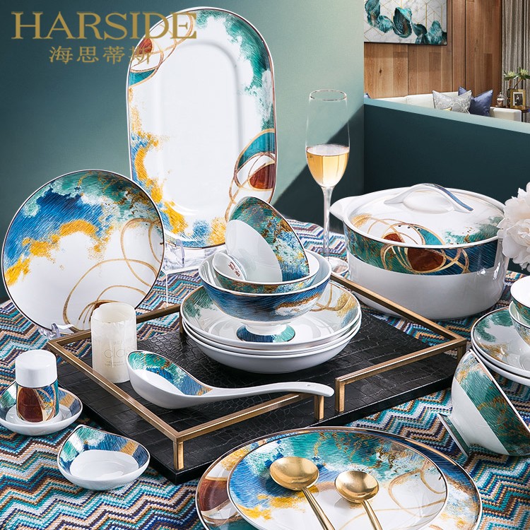 HARSIDE Dishes Cutlery Cutlery Sets Home Bone Porcelain Nordic Upscale Joe Transfer Gift Bowls Pan Bowls Chopsticks American Ceramics