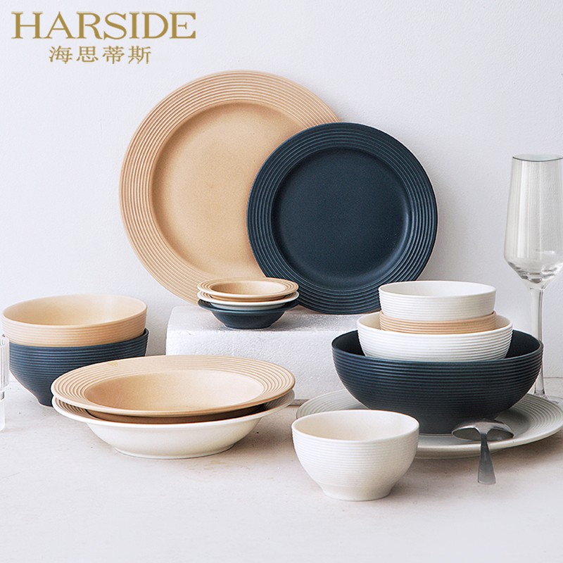 HARSIDE creative net red ins ceramic tableware bowl and plate combination household light luxury simple Nordic bowl and plate set