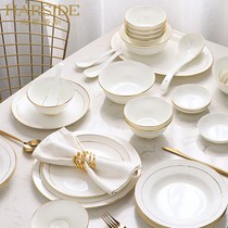 HARSIDE light luxury Phnom Penh bone china dishes and tableware set Household Jingdezhen chopsticks and plates combination
