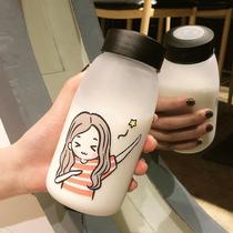 Water glass schoolgirls Han version Plastic anti-leakage lovers large capacity anti-fall minimalist cartoon personality cute boys cup