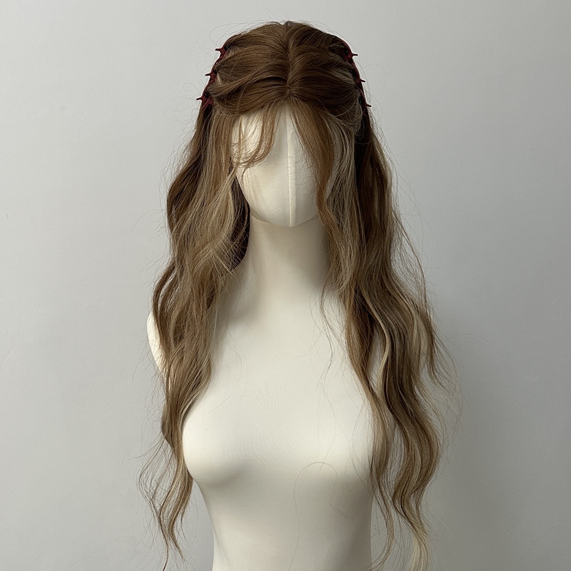 【Lina】Milk Tea Champagne Gold Big Wave Wig with Lace Front, Atmospheric Long Curly Hair 70cm