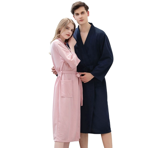Летний тонкий длинный сексуальный банный халат для влюбленных, быстросохнущая пижама, средней длины