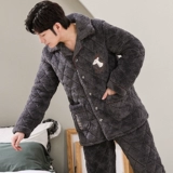 Демисезонная флисовая коралловая пижама, мужская бархатная стеганая удерживающая тепло куртка, осенний демисезонный комплект