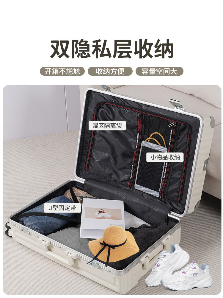 20inch Luggage Suitcase for Women, Large Capacity, Aluminum Frame, Sturdy and Durable, Small Travel Boarding Code Lock Suitcase for Men