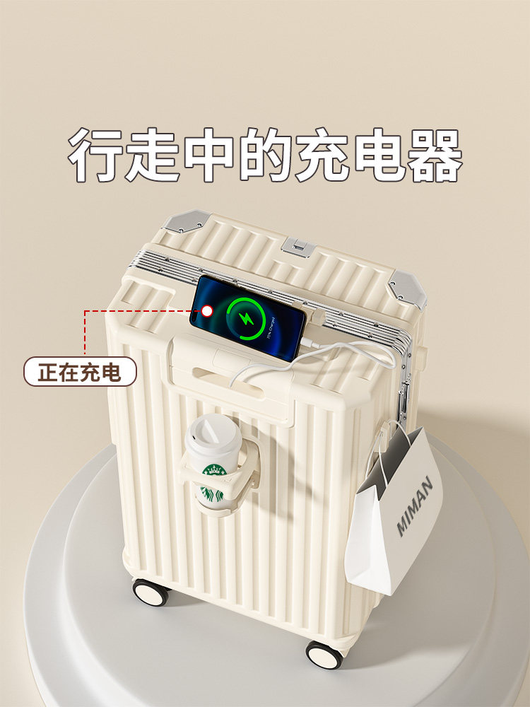 Trolley Suitcase for Women 2025 New Model 20inch Travel Boarding Code Lock Leather Suitcase for Men Large Capacity Aluminum Frame Small Size