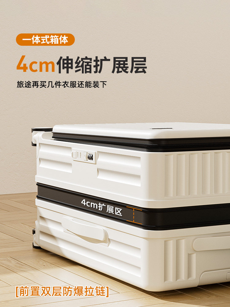 Side-Opening Suitcase 2025 New Model for Women, 20-Inch, 24-Inch, Carry-On Travel Trolley, Password Lock Leather Suitcase, Large Capacity 28-Inch