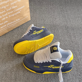 Hong Kong Style Original Dark Blue and Yellow Color-Blocked Loafers for Women ins Trendy 2026 Spring New Versatile Sports Casual Sneakers