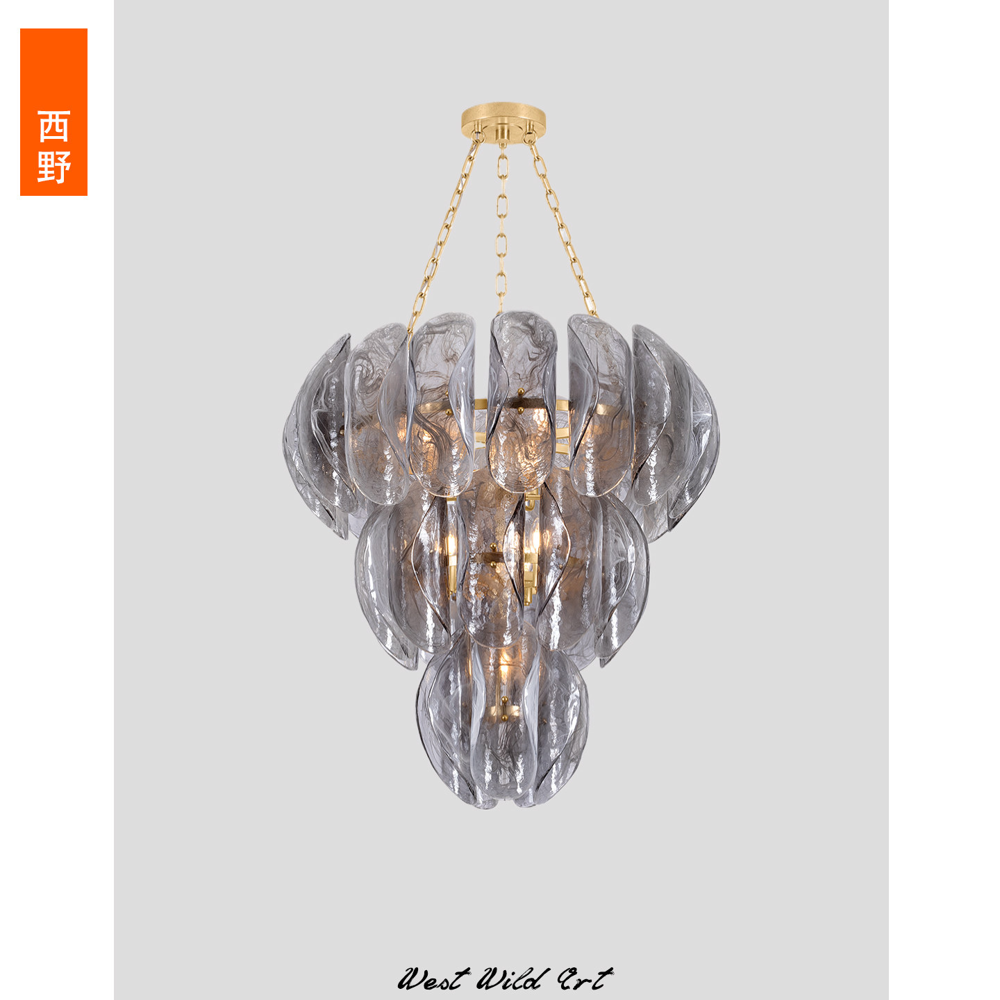 意大利Murano烟灰色玻璃客厅吊灯法式中古复式楼挑空卧室餐厅吊灯