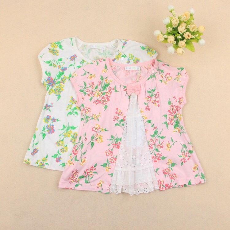 Break code clearance Summer clothing new ELLE counter children's clothing Girls Korean version doll shirt short-sleeved T-shirt 50007