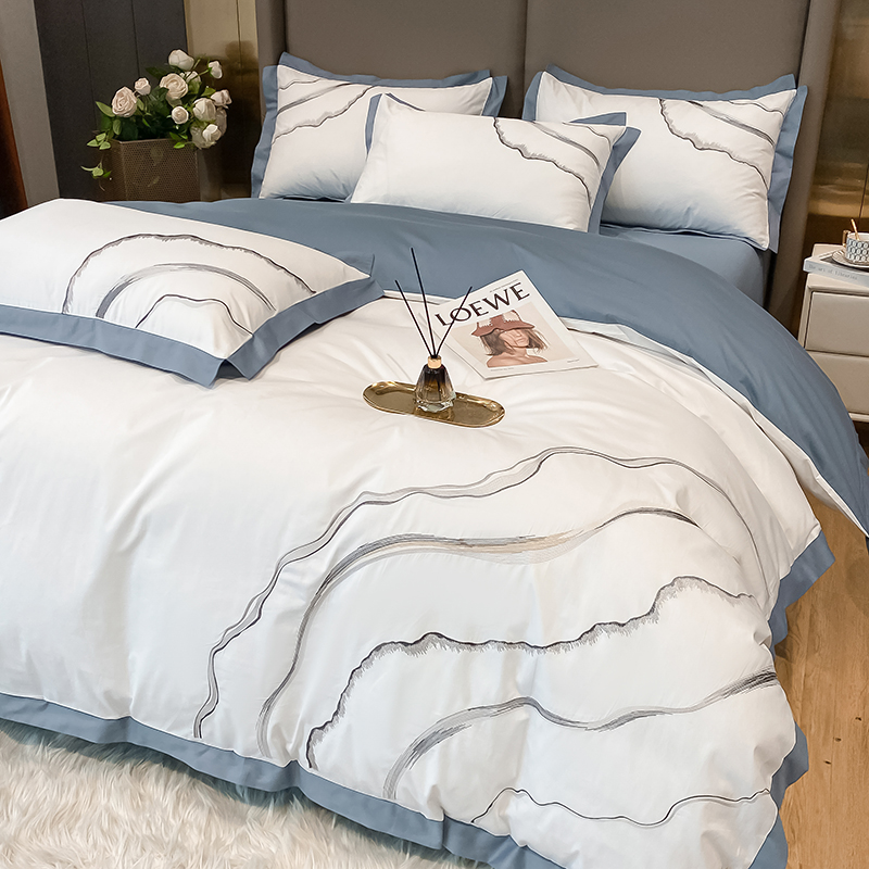 Spring and summer New products 40 pure cotton four pieces of full cotton minimalist Nordic Wind Ins bed linen bed Ogasawara bedding 