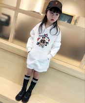 Autumn and winter clothing girls bear vests women plus velvet padded cotton children's long loose foreign style jacket children's clothing Korean version