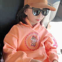 Winter girls plus velvet sweater padded coat children's pullover baby hoodie bear cute foreign style jacket loose