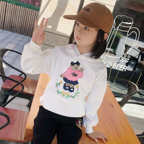 Children's autumn and winter girls plus velvet vests cute warm baby long sleeve hat coat bear children's clothing cotton jacket