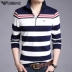 Chiamania áo thun nam dài tay cotton cộng với nhung dày trẻ trung sọc áo thun mỏng