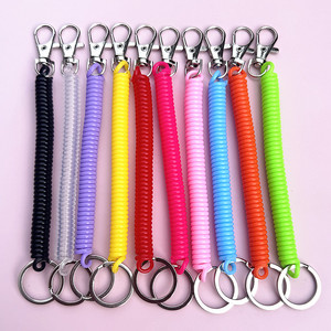 Spring Rope Key Chain Plastic Telephone Line Extension Cable Keychain Retractable Anti-Separation Rope Spring Pendant Ch