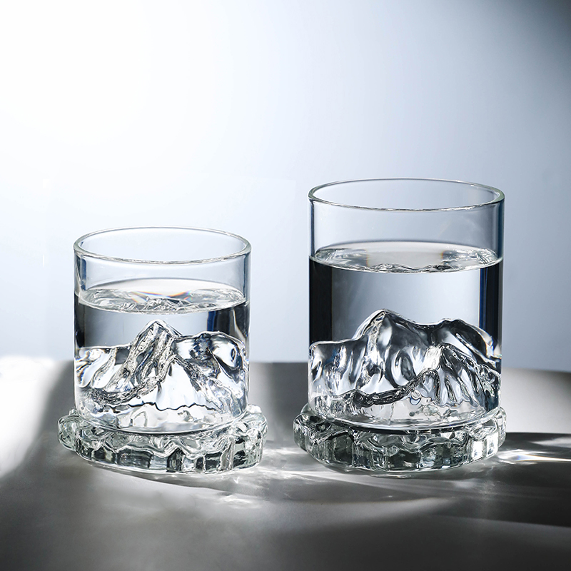 Retro country tide wind mountain river view mountain cup Fuji mountain glass transparent iceberg water cup heat-resistant tea cup master