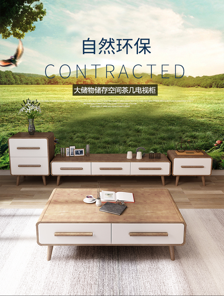 Walnut màu bàn cà phê tủ TV đặt Bắc Âu hiện đại tối giản căn hộ nhỏ phòng khách đồ nội thất - Bàn trà bàn sofa gỗ