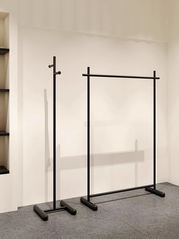 Clothing Store Women's Clothing Display Rack Iron Art Dress Island Display Rack Floor-Standing Black Shelf Clothes Hanger