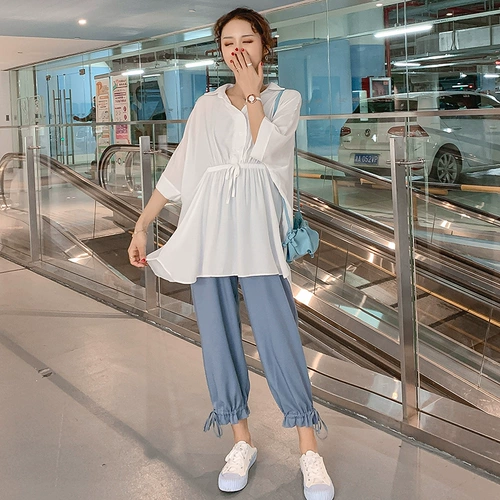 Модный комплект для беременных для выхода на улицу, весенняя летняя осенняя летняя одежда, осенние штаны