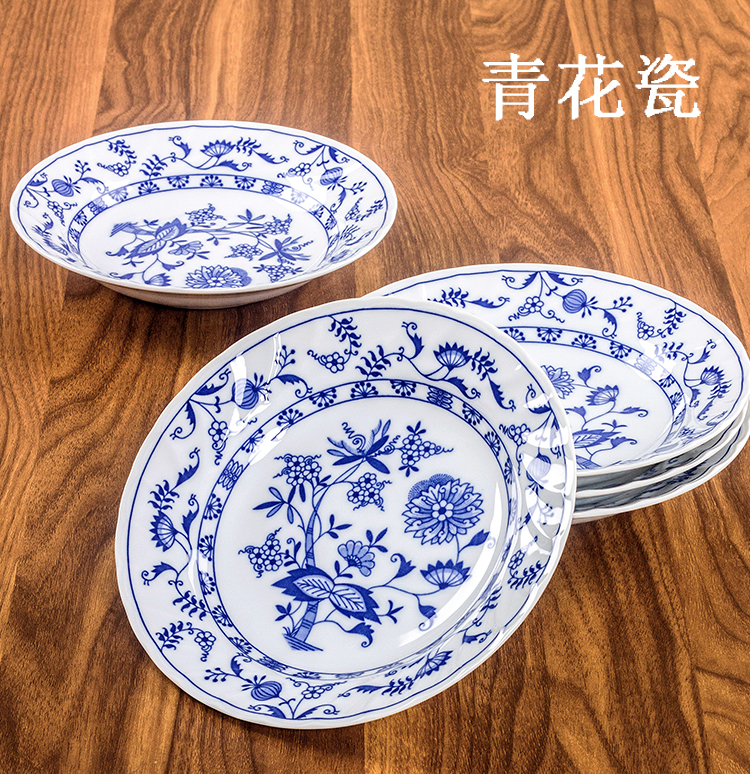 美濃焼き日本の陶磁器の青と白の食器家庭用の青と白のシンプルな料理と