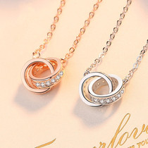 The Libra Venus Venus double ring buckle Hongji necklace woman s925 pure silver Korean version of the rose gold cirque ring