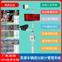 Automatic identification statistics system of vehicles entering and exit grabbing vehicle flow counter license plate of sand stone field brick factory mining area