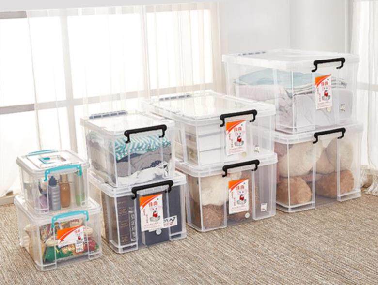 Rice noodle box plastic storage box large-capacity thickened glove box rectangular box with lid plastic box transparent bed