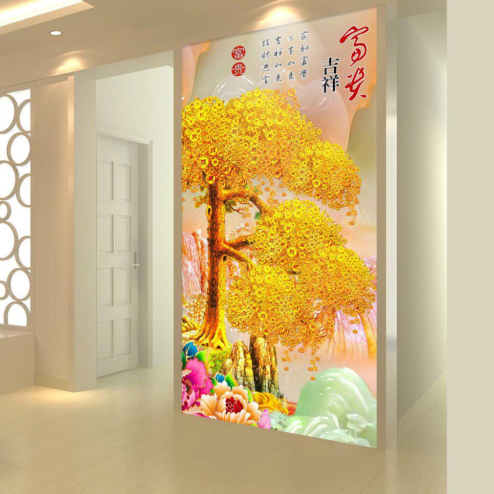 Water heater sticker decoration sticker 3D three-dimensional wall sticker mural sticker wallpaper self-adhesive wallpaper Chinese Feng Shui porch