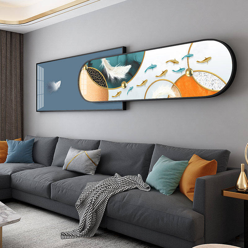 Side Wall Living Room Sofa Background Wall Hanging Painting Upscale Light Lavish Decoration Painting Elk Allegory Good Banner Strip Stack