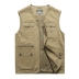 Áo thun cotton nhiều mốt cho người trung niên và trung niên mùa hè túi vest mùa xuân và mùa thu vest vest vai nhiều mặt nam mỏng - Dệt kim Vest áo khoác len dáng dài hàn quốc Dệt kim Vest