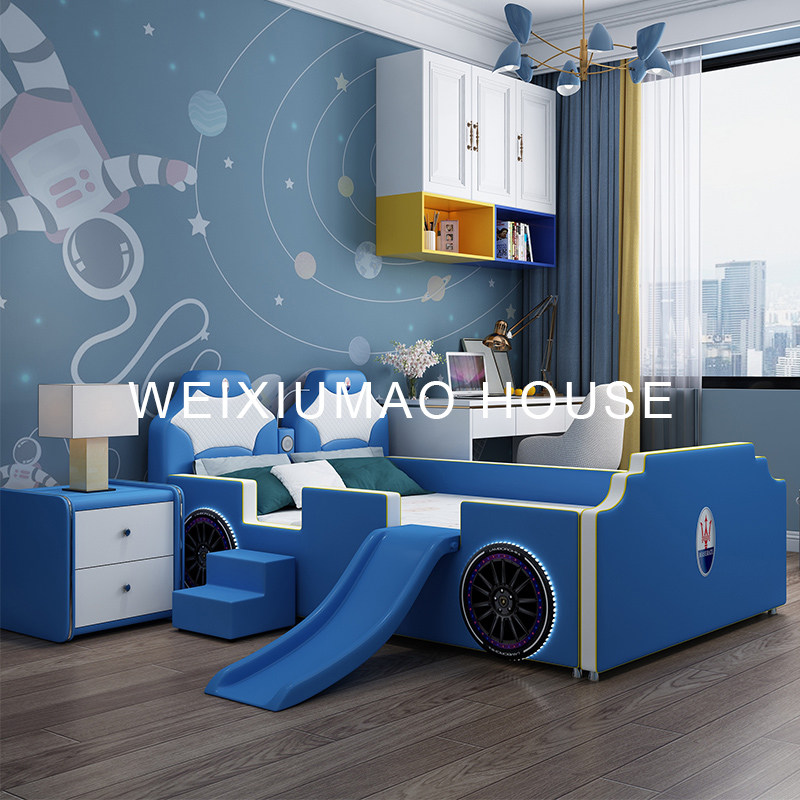 Child Bed Boy 1 5 Creative Car 1 2m Cartoon With Guardrails Single Bed Girl Bed Leather Bed Net Red Bed